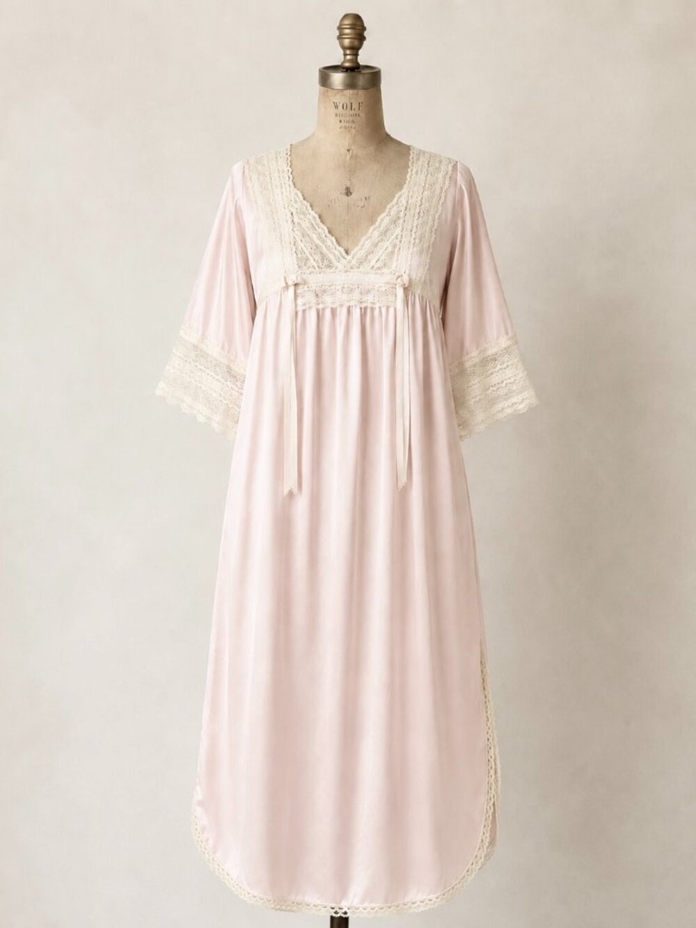 Vintage Christian Dior Lingerie Pink Satin Lace Nightgown Maxi